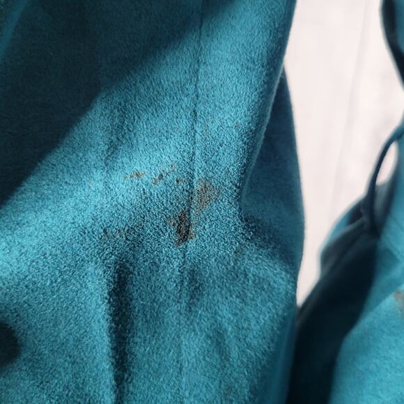 VTG 70s Gino Rossi for Wilson UltraSuede Teal High Neck Midi Dress, sz 10 - Picture 7 of 9